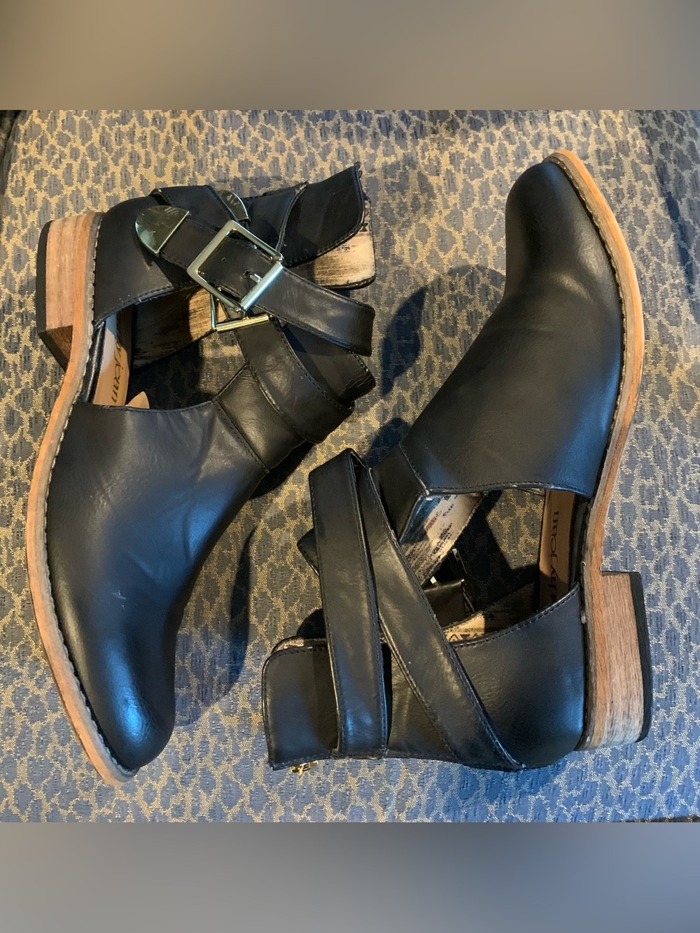 Cathy Jean Women's Black Ankle Booties with Cutout Strap Detail